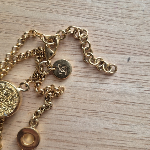 Vintage Christian Dior Druzy  Gold Plated  Station Statement Necklace - Picture 8 of 11